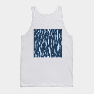 animal print - light blue striped tiger-zebra over navy blue background Tank Top